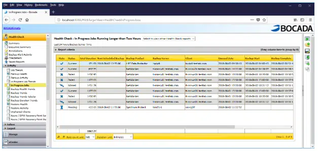 In Progress Backup Jobs Report