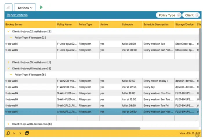 Backup Policy Configuration