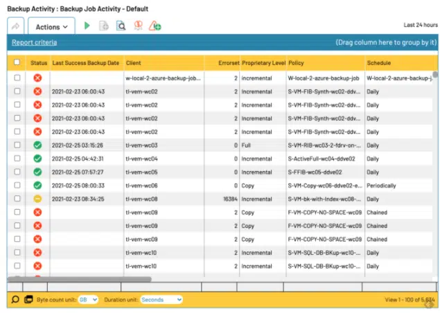 Backup Job Activity Report