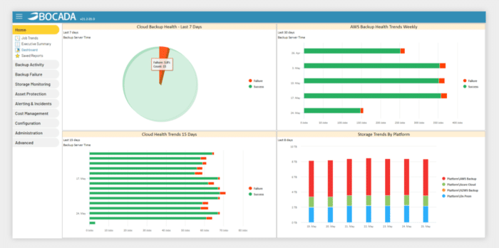Backup reporting monitoring summary
