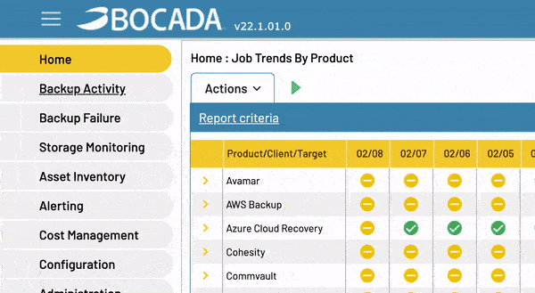 Bocada Built In Backup Activity Reports