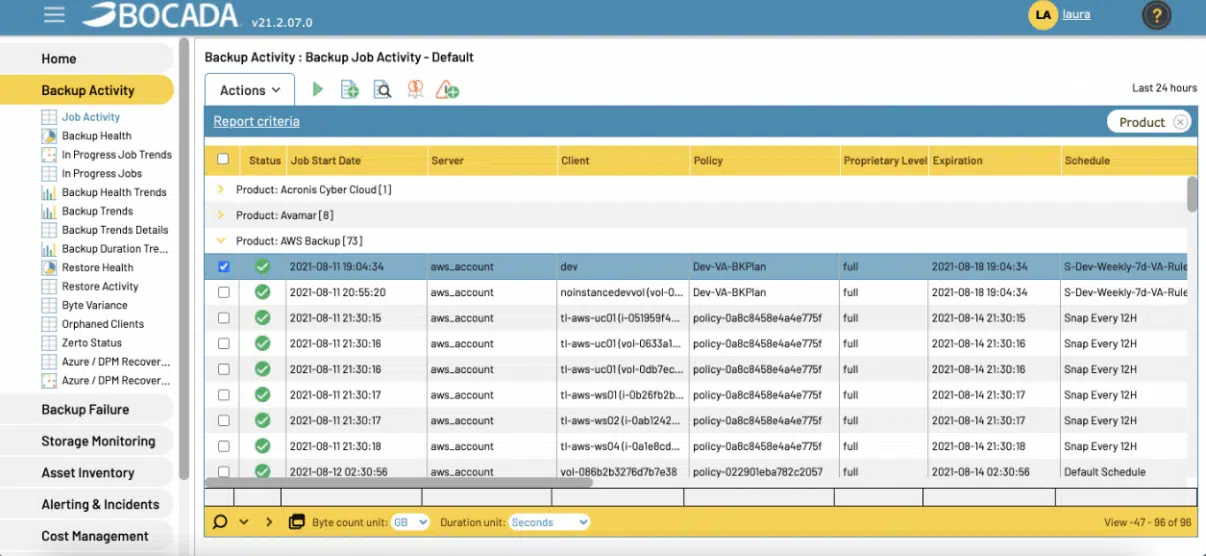 Data Resiliency Checklist - Backup Job Activity Report