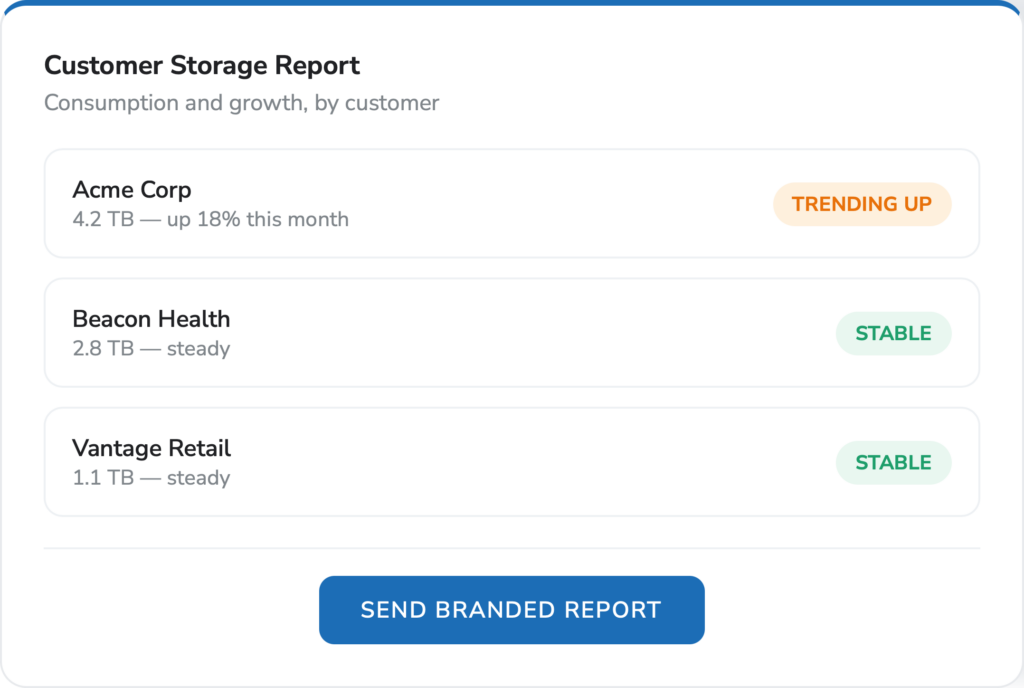 backup storage cost oversight and optimization - Customer Storage Report