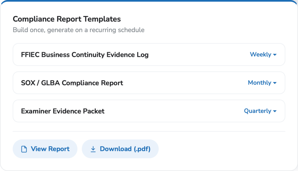 Banking + Finance - backup data protection monitoring - Compliance Report Templates