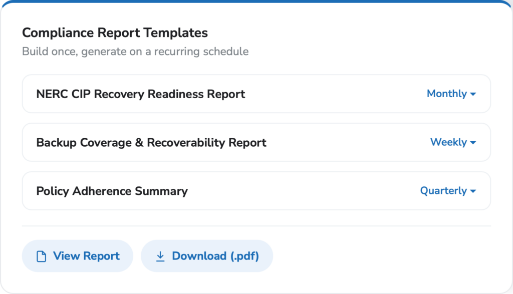 Energy & Utilities - backup data protection monitoring - Compliance Report Templates