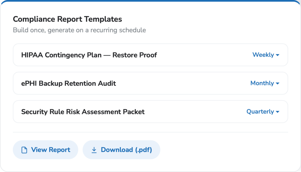 Healthcare & Life Sciences - backup data protection monitoring - Compliance Report Templates